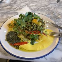  roasted cauliflower with chimichurri sauce and saffron yoghurt  at Wulf & Lamb Marylebone in London