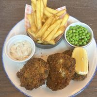 Blossom “fish” cakes   at Wulf & Lamb Marylebone in London