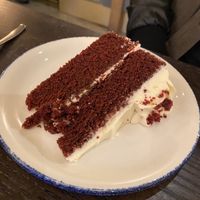 Vegan red velvet cake  at Wulf & Lamb Marylebone in London