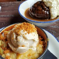 'Crumble' and sticky toffee pudding at Wulf & Lamb Marylebone in London