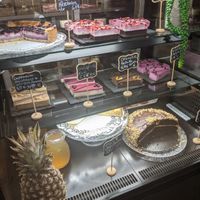 Huge variety of vegan desserts at Vegan Loving Hut Neubau in Vienna