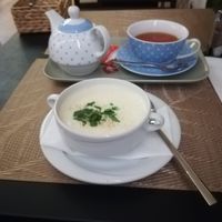 Erdäpfelcremesuppe at Vegan Loving Hut Neubau in Vienna