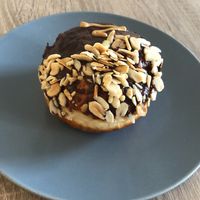 Vegan chocolate hazelnut donut at The Rolling Donut - O'Connell St Kiosk in Dublin