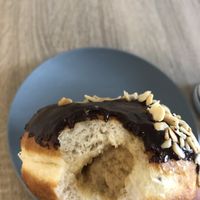 Vegan chocolate hazelnut donut at The Rolling Donut - O'Connell St Kiosk in Dublin