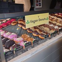 View of the vegan donuts at The Rolling Donut - O'Connell St Kiosk in Dublin