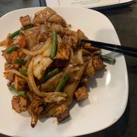 Thick noodles with tofu  at Boba Tea Cafe in Niagara Falls