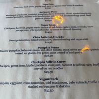 Vegan menu at Dundee's in Cairns