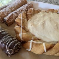 Vegan treats danish and cannoli  at Brewing Good Coffee Company in Savage