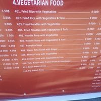 And this is the menu. Vegan specify no egg at Khmer Food Café - Food Stall in Kampot