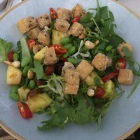 Crispy tofu salad with roasted pineapple at The Potting Shed in Langley
