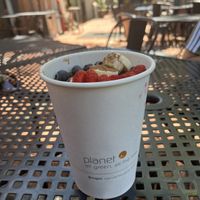 Chocolate peanut butter smoothie bowl with delicious granola and fresh fruit 🍓 🍌   at Bliss Cafe in San Luis Obispo