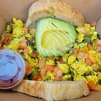 Cheesy scramble at Bliss Cafe in San Luis Obispo