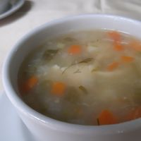 Sopa de minestrone, viene con el menú del día, deliciosa at Anacardos in Cartagena