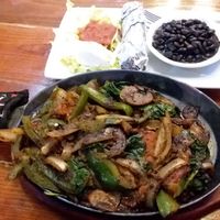 Veggie Fajitas with 4 rolled tortillas, veggies/mushrooms, black beans, salsa and lettuce (ask for no sour cream) at Lizzy's in Savannah