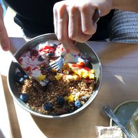 Vegan berry pancakes 🥞  at Böl in Barcelona