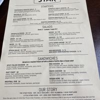 Menu 2  at The Star on Park in Alameda