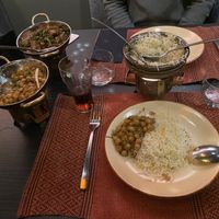 Mushroom curry and Chick pee curry at Namastey India in Veenendaal