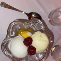 lemon, mango and champagne sorbets  at The Georgian Tearoom The Dome in Edinburgh