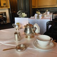 Tea in silver service  at The Georgian Tearoom The Dome in Edinburgh