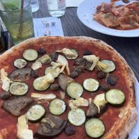 Vegetarian pizza without cheese and the pasta   at Terra Madre in Nice