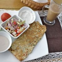 Omelette and coconut latte 🙏 at Island Sisters in Weligama