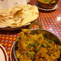 Super delicious cauliflower curry with no butter nan. at Suraj in Fukuoka