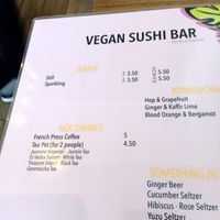 Water and hot drinks menu at Vegan Sushi Bar - Kinkerstraat in Amsterdam