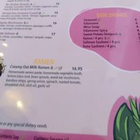 Side dishes and ramen menu at Vegan Sushi Bar - Kinkerstraat in Amsterdam
