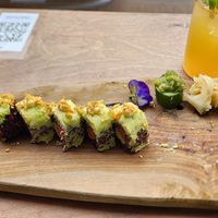 (I had already eaten a couple of pieces before I took this picture) at Vegan Sushi Bar - Kinkerstraat in Amsterdam