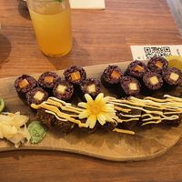  Crunchy California Dream,  Glazed tofu roll, and Salmon roll. at Vegan Sushi Bar - Kinkerstraat in Amsterdam