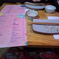 Menu and place settings at Vegan Sushi Bar - Kinkerstraat in Amsterdam