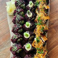 Middle - mushroom struggle was amazing. Salmon crispy top was excellent at Vegan Sushi Bar - Kinkerstraat in Amsterdam