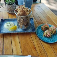 crunchy wings (even my husband loved it, and he normally hates mushrooms) and takoyaki balls at Vegan Sushi Bar - Kinkerstraat in Amsterdam