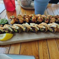 shrimpless tempura crunch and crunchy california dream. AND THE TRAITOROUS CUCUMBER!!! at Vegan Sushi Bar - Kinkerstraat in Amsterdam