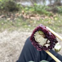 Side view of mushroom rolls  at Vegan Sushi Bar - Kinkerstraat in Amsterdam