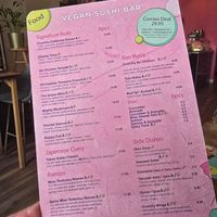 Menu at Vegan Sushi Bar - Kinkerstraat in Amsterdam