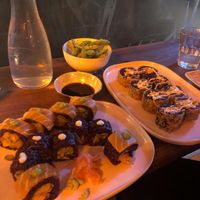 Fried California Dream, Mushroom roll, Vegan Salmon surprise sushi   at Vegan Sushi Bar - Kinkerstraat in Amsterdam
