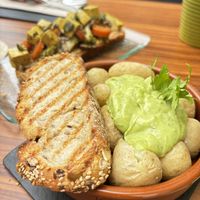 The mojo is great!!😄(tofu sandwich in the back really tasty as well)  at Avocadisimo in Gran Canaria