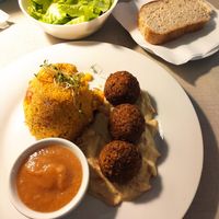 Falafel with kus kus at Ananda in Novi Sad