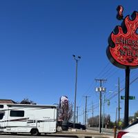 Yes, that’s our mode of transportation!! Loved their sign and logo!!  at Chicken and the Wolf in Tulsa