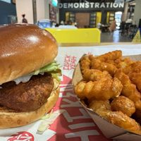 Vegan Chicken Sandwich with vegan lemon dill sauce.  Delish!!  at Chicken and the Wolf in Tulsa