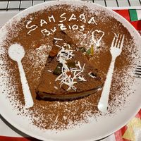 Delicious dessert. Sweet chef  at samsara restaurant in Buzios