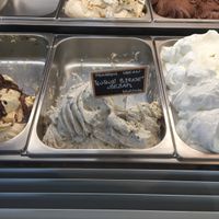 homemade icecream, vegan flavors labeled  at Gelateria Ice Ice Baby in Stuttgart