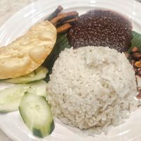 Nasi lemak, the rice was perfect, very fragrant, highly recommend at Vegeren 绿巨人 in Johor Bahru