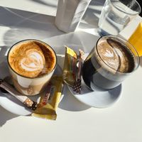 Bombon Latte and Charcoal Latte at Panonia Coffee in Granada