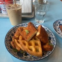 Tofu and waffles   at Maynard in Montreal
