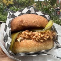 BBQ sandwich. Good but Tofu Nashville is a better choice    at Maynard in Montreal