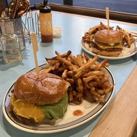 Burger with fries  at Maynard in Montreal