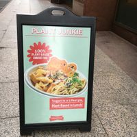 Placard in front of Urbanspace at Plant Junkie W52 in New York City