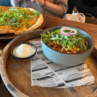 Small yoga salad served with aioli (swapped bread for pide)  at Pesami in Kleve